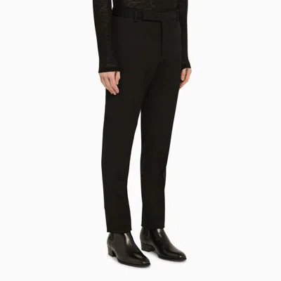 Shop Saint Laurent Straight Black Wool Trousers Men