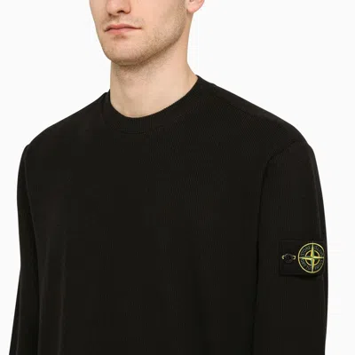Shop Stone Island Black Crew-neck Sweater With Logo Men