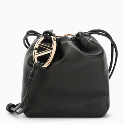 Shop Valentino Garavani Vlogo Pouf Black Mini Bucket Bag Women