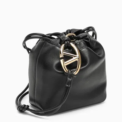 Shop Valentino Garavani Vlogo Pouf Black Mini Bucket Bag Women