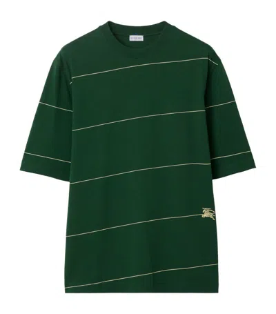 Shop Burberry Cotton Striped T-shirt In Green