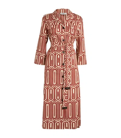 Shop Max Mara Cotton Printed Shirt Dress In Multi