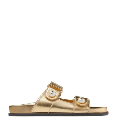 Shop Jimmy Choo Fayence Leather Sandals In Gold