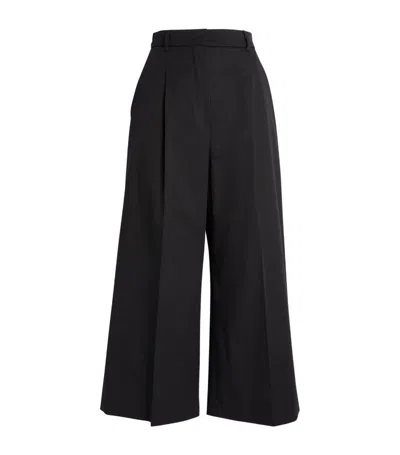 Shop Max Mara Cropped Wide-leg Trousers In Black