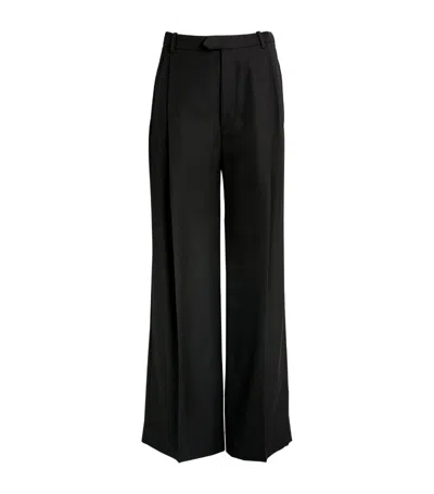Shop Carven Wool Wide-leg Trousers In Black