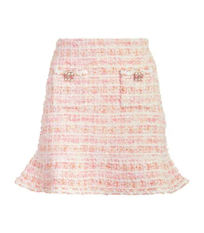Shop Self-portrait Bouclé Check Mini Skirt In Pink