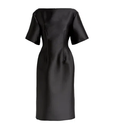 Shop Carven Satin Midi Dress In Black