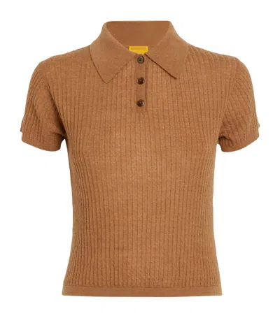Shop Guest In Residence Cashmere Shrunken Polo Shirt In Brown