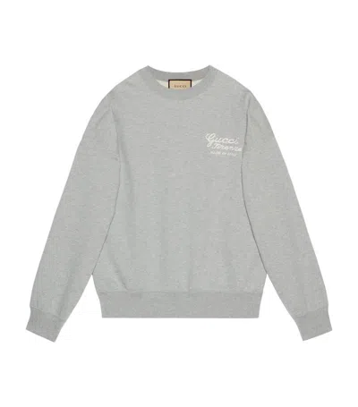 Shop Gucci Cotton Logo Sweatshirt In Grey
