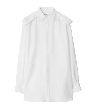 Shop Burberry Silk Epaulette-detail Shirt In White