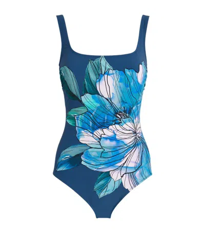 Shop Gottex Floral Square-neck Swimsuit In Multi