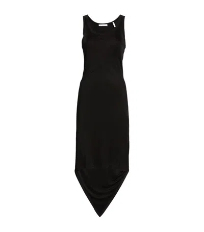 Shop Helmut Lang Scarf-hem Maxi Dress In Black