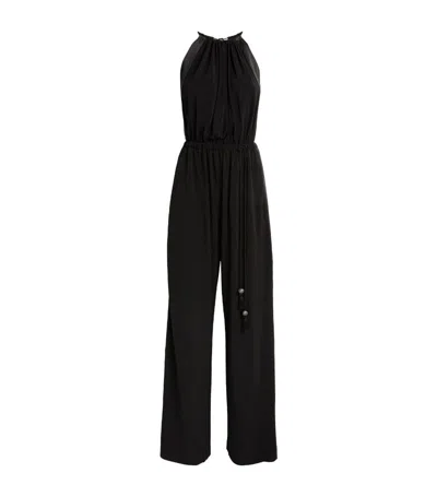 Shop Max Mara Jersey Silk-trim Jumpsuit In Black