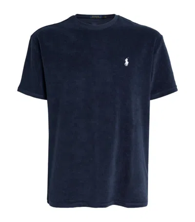 Shop Polo Ralph Lauren Terry Towelling Logo T-shirt In Navy