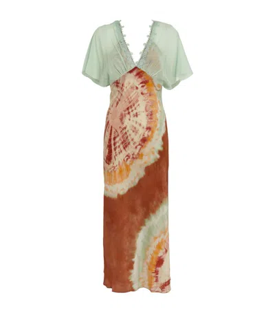 Shop Hayley Menzies Silk Tie-dye Maxi Dress In Orange