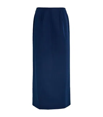 Shop Carven Cotton Maxi Skirt In Navy