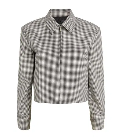 Shop Theory Virgin Wool-blend Gingham Jacket In Grey