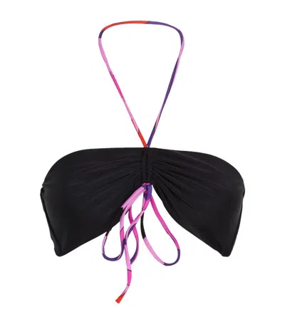 Shop Emilio Pucci Pucci Marmo Print Bandeau Bikini Top In Black