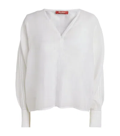 Shop Max Mara Ramie Blouson Shirt In White