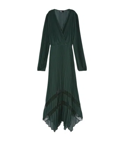 Shop The Kooples Pleated Maxi Dress In Green
