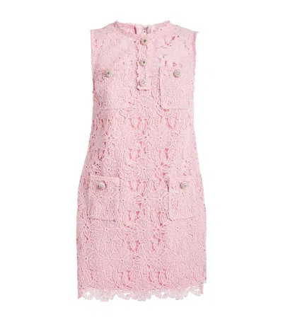 Shop Self-portrait Guipure Lace Mini Dress In Pink