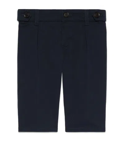 Shop Gucci Stretch-cotton Web-stripe Trousers (3-36 Months) In Blue