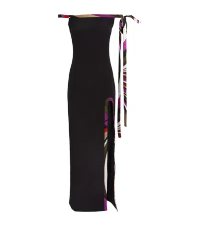 Shop Emilio Pucci Pucci Off-the-shoulder Maxi Dress In Black