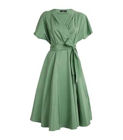 Shop Weekend Max Mara Cotton Taffeta Midi Dress In Green