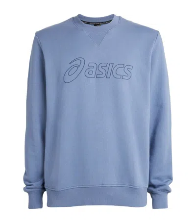 Shop Asics Logo Sweatshirt In Blue