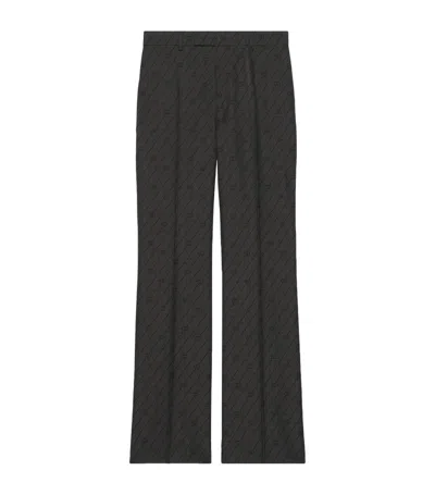Shop Gucci Gg Striped Trousers In Grey