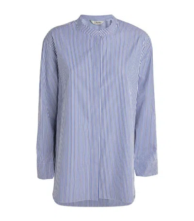 Shop Max Mara Cotton Striped Shirt In Blue