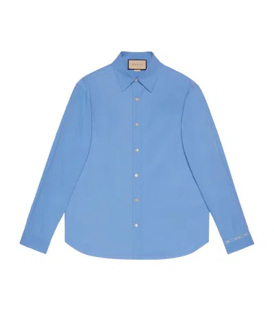 Shop Gucci Cotton Poplin Shirt In Blue