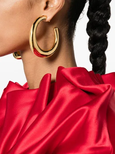 Shop Jacquemus Les Grandes Creoles Ovalo Earrings In Gold