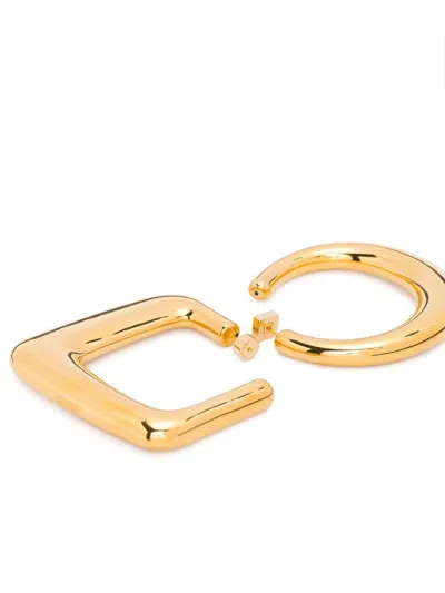 Shop Jacquemus Les Grandes Creoles Ovalo Earrings In Gold