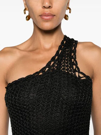 Shop Iro Crochet Cotton Long Dress In Black