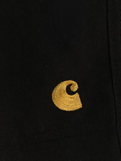 Shop Carhartt Logo Swim Trunks In Black