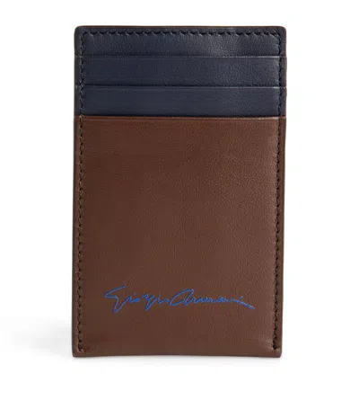 Shop Giorgio Armani Leather Two-tone Card Holder In Multi