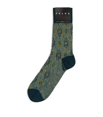 Shop Falke Patterned Socks In Green