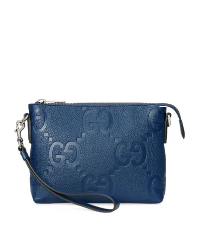 Shop Gucci Small Leather Jumbo Gg Cross-body Bag In Blue