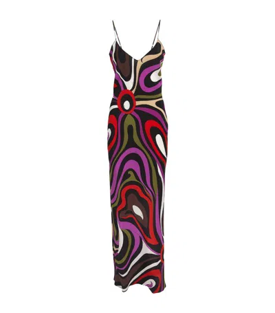 Shop Emilio Pucci Pucci Silk Marmo Print Maxi Dress In Multi