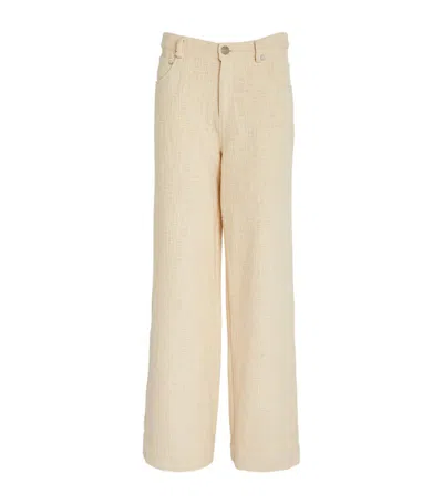 Shop Staud Tweed Grayson Wide-leg Trousers In Ivory