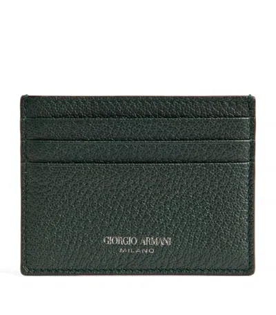 Shop Giorgio Armani Leather Card Holder In Green
