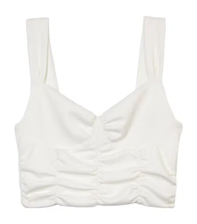 Shop The Kooples Ruched Crop Top In Ivory