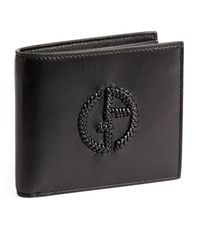 Shop Giorgio Armani Leather Logo Bifold Wallet In Black