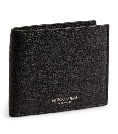 Shop Giorgio Armani Leather Bifold Wallet In Black