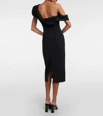Bottega Veneta Off-the-shoulder Bonded Wool Tricotine Midi Bustier Dress In Black