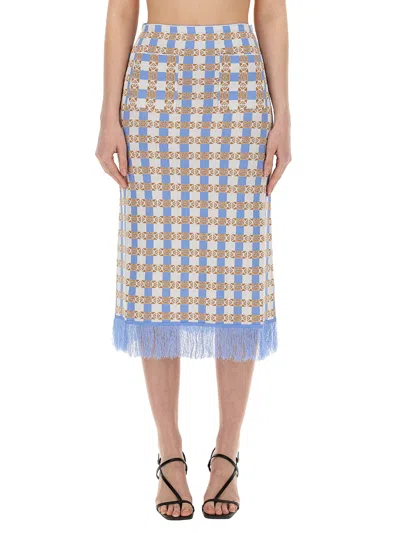 Baum Und Pferdgarten All-over Pattern Fringed Midi Skirt In Azure