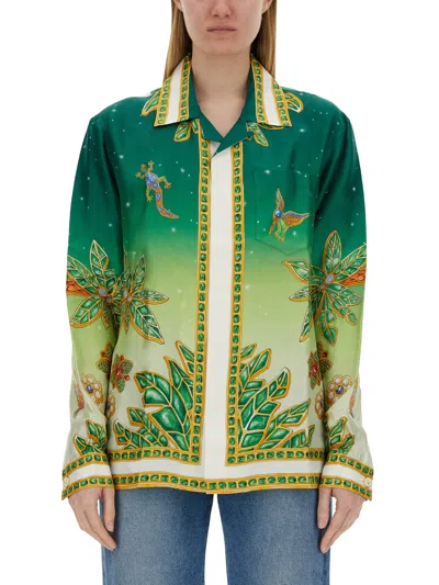 Shop Casablanca Silk Shirt In Multicolour