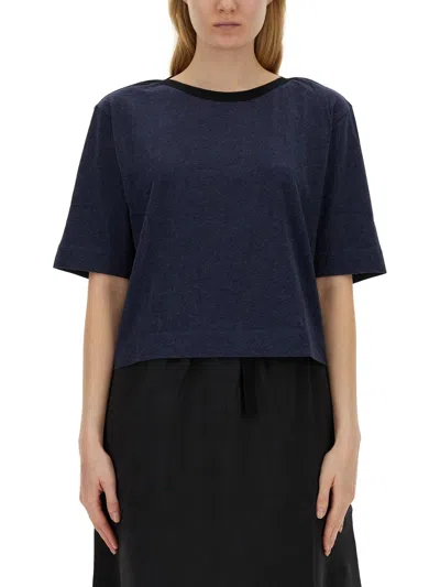 Shop Margaret Howell Cropped T-shirt In Blue