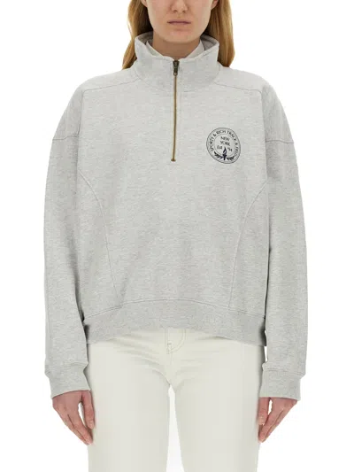 Shop Sporty And Rich Sweatshirt With Logo In Grey